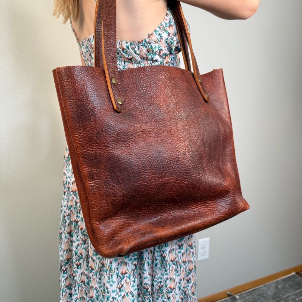 Handmade : Large Brown Leather Tote Bag
